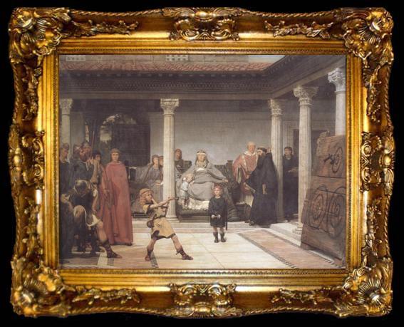 framed  Alma-Tadema, Sir Lawrence The Education of the Children of Clovis (mk23), ta009-2